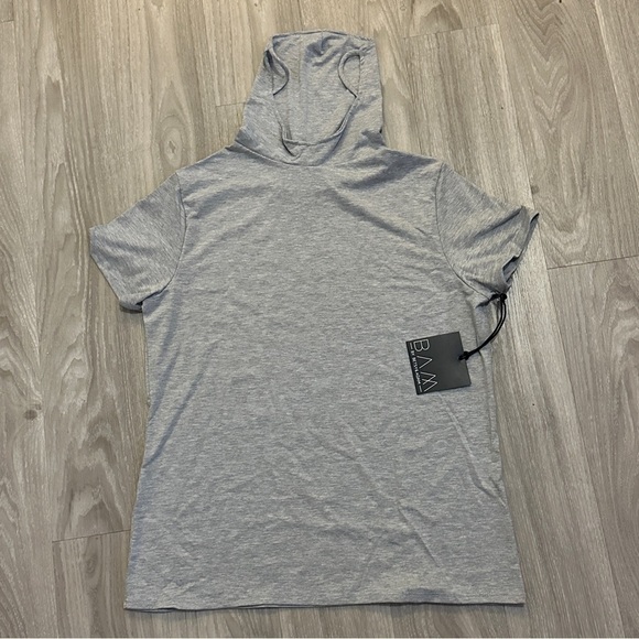 Bam BY BETSY ADAM SHORT SLEEVE ATTACHED FACE MASK T-SHIRT SZ L GRAY - Picture 4 of 11